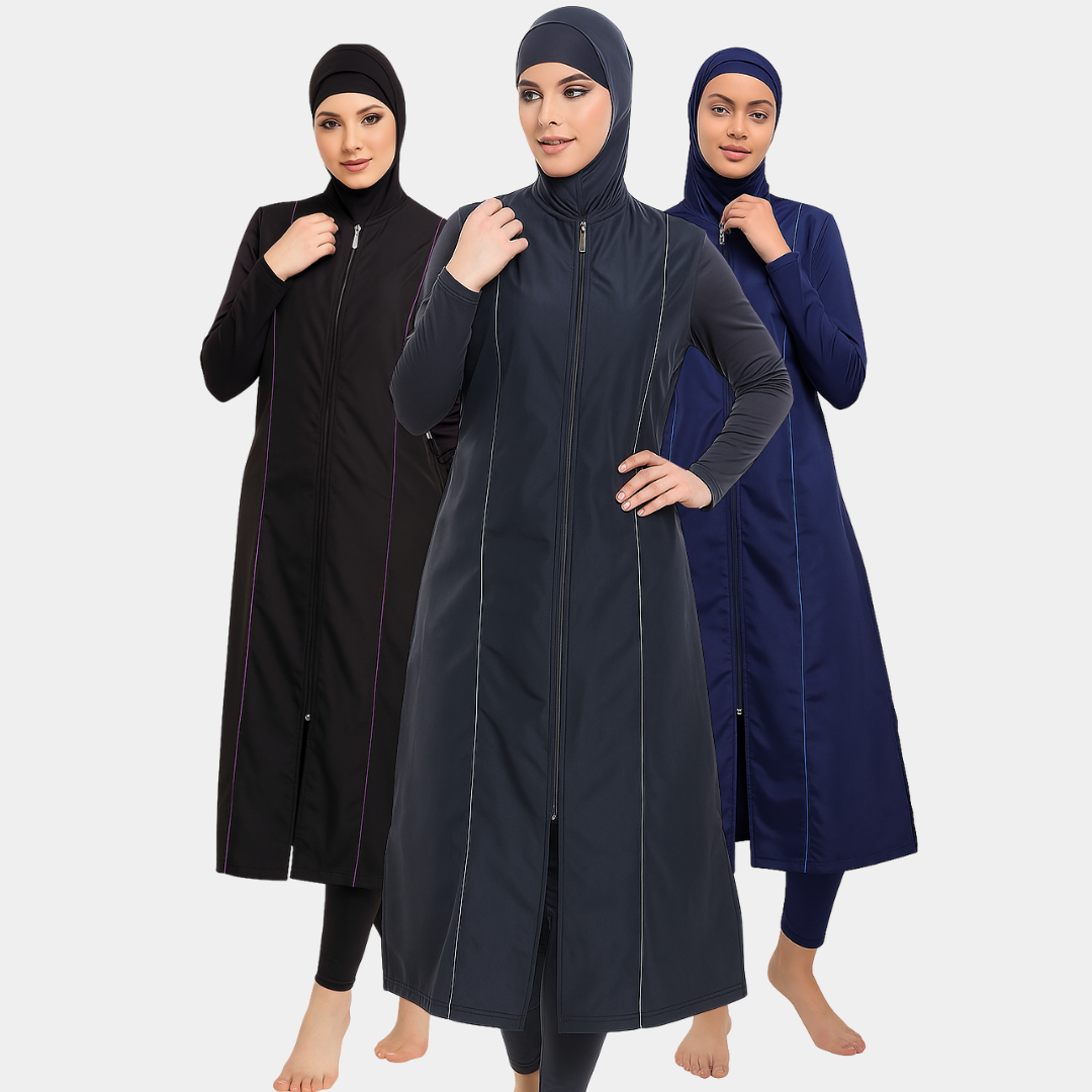 Extra Long Burkini Islamic Swimwear with Hijab - 9117