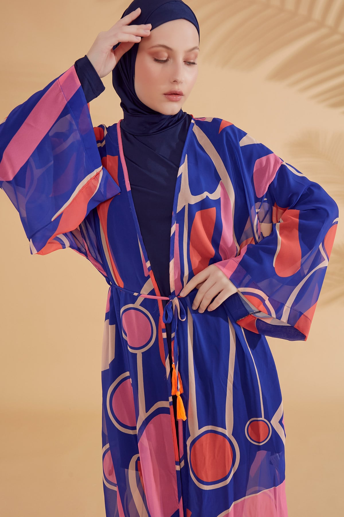 Elegant Blue Beach Cover-up Kimono
