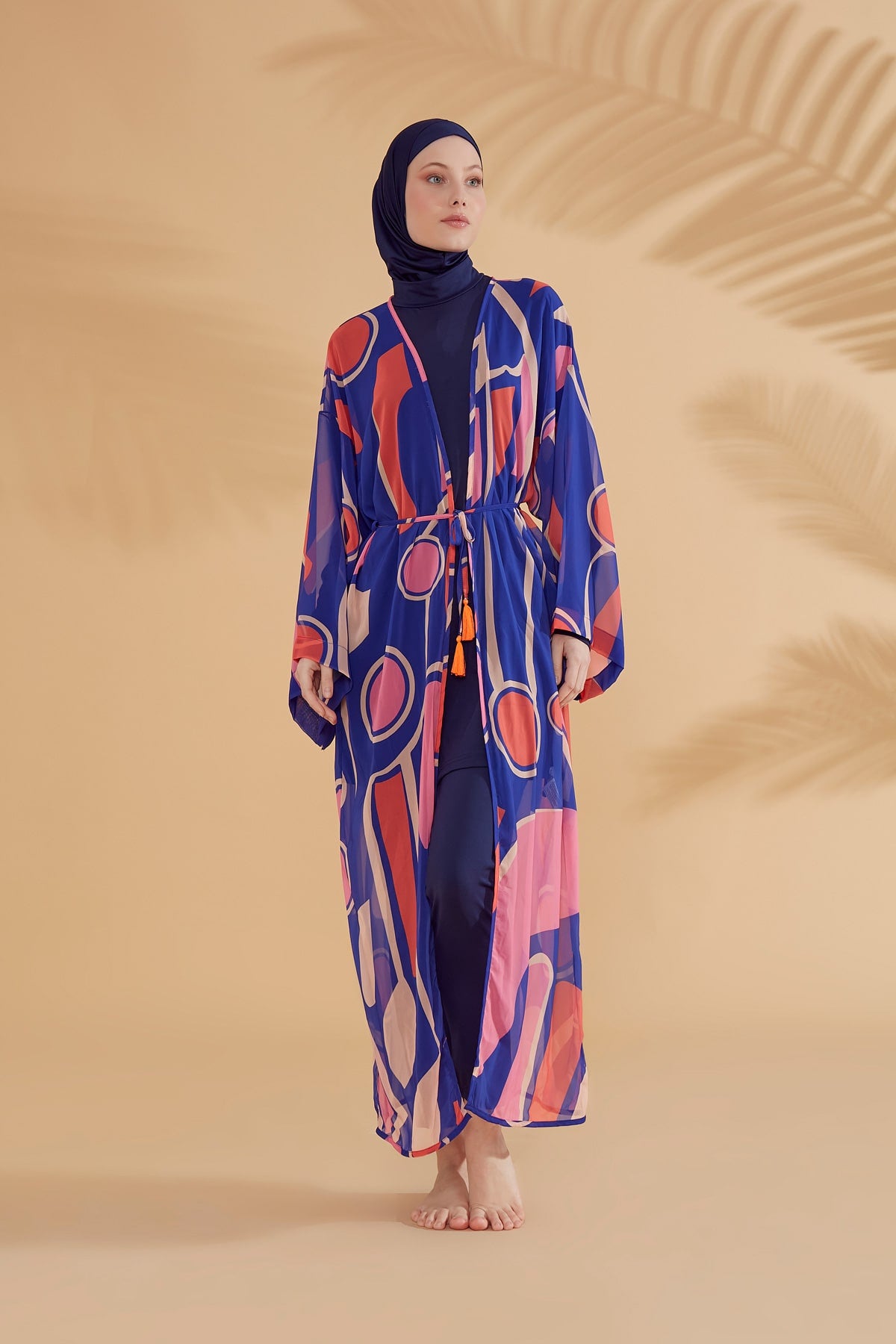 Elegant Blue Beach Cover-up Kimono