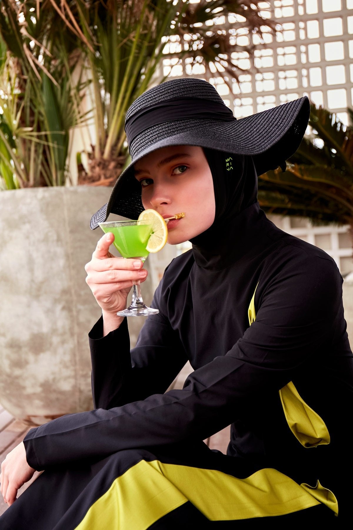 Parachute Black Fully Covered Hijab Swimsuit Burkini