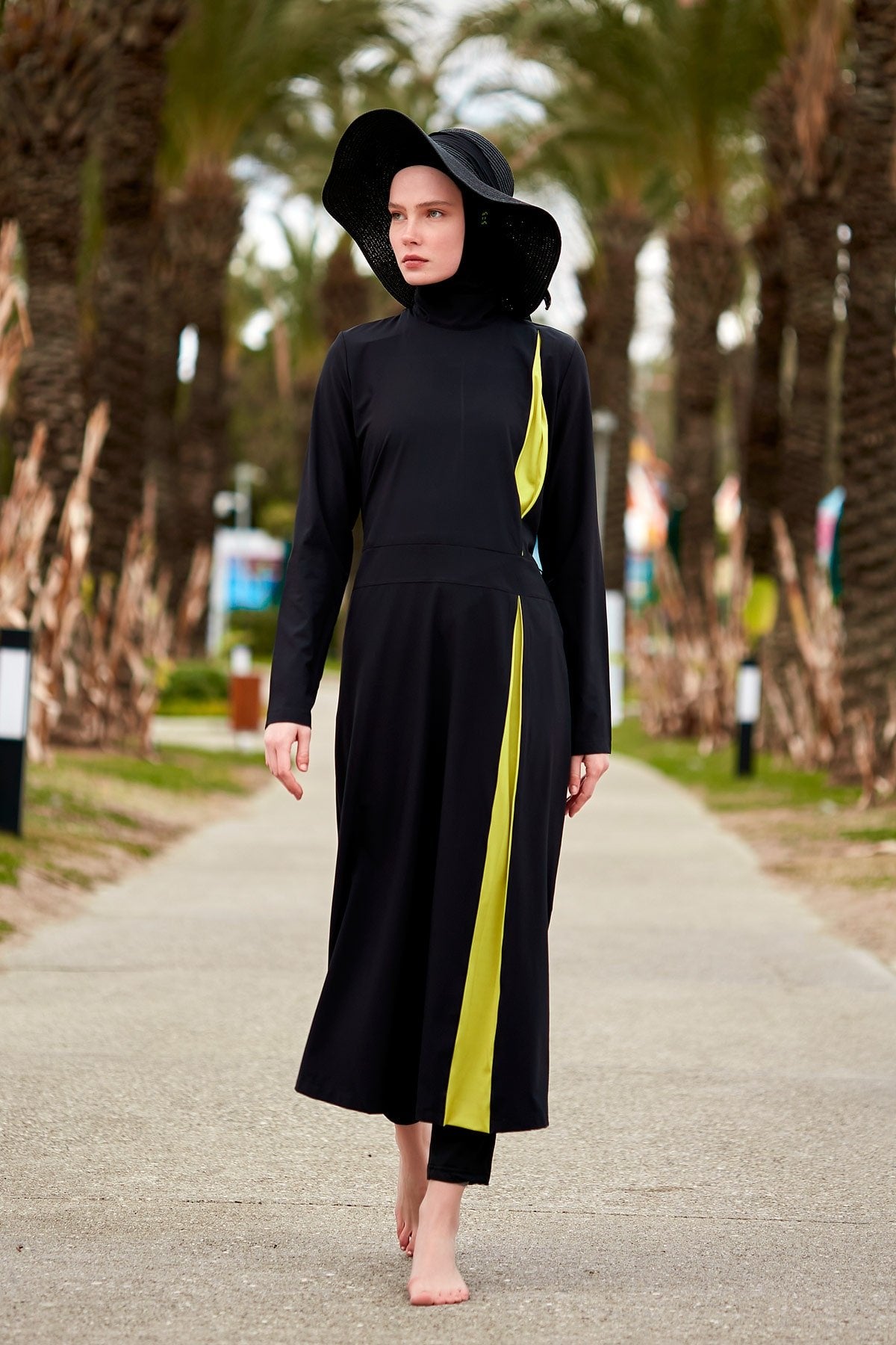 Parachute Black Fully Covered Hijab Swimsuit Burkini