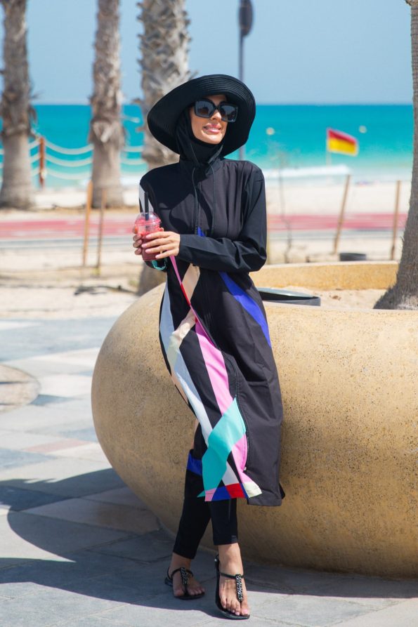 Parachute 4-Piece Black Full-Coverage Modest Swimwear