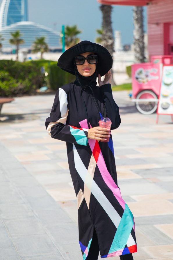 Parachute 4-Piece Black Full-Coverage Modest Swimwear