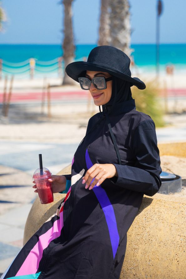 Parachute 4-Piece Black Full-Coverage Modest Swimwear