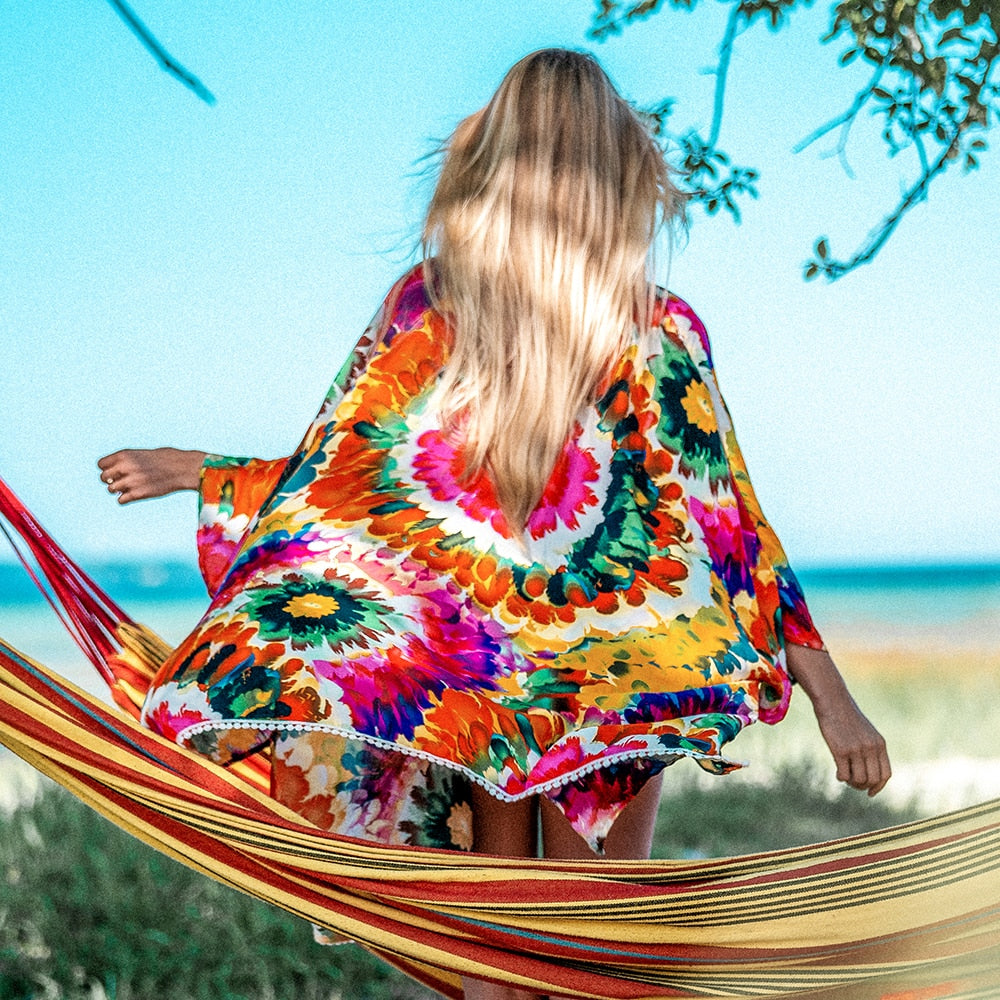 BAE Colorful Floral Bikini Cover Up - Cover-Up