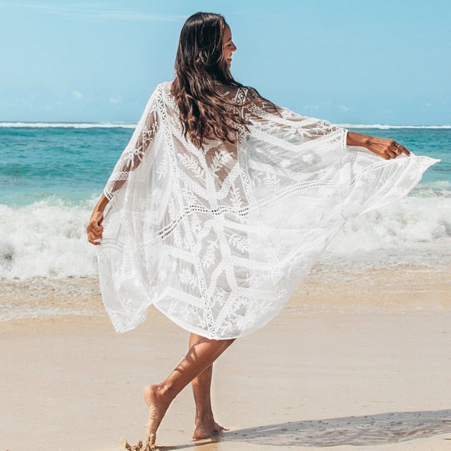 BAE Leafy Mesh Kimono Bikini Cover Up - BAE - Before Anything Else