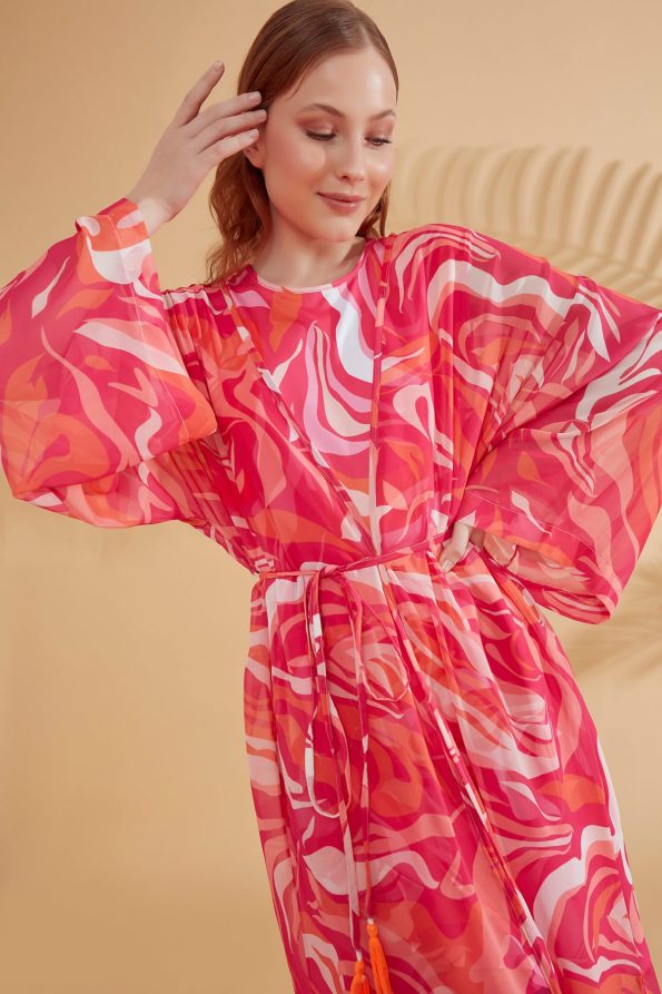 Vivid Brink Pink Beach Cover-up Kimono