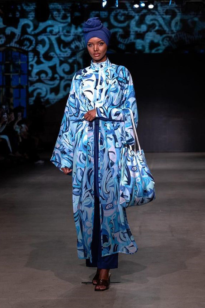 Navy Blue Aqua Elegant Cover-up Kimono